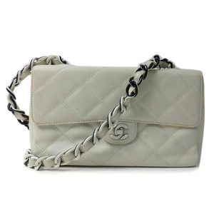 Chanel Matelasse Single Flap Chain Shoulder Bag White
